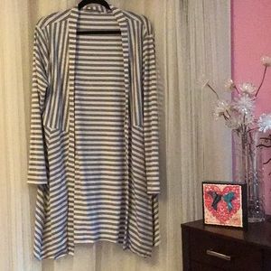 Arianna Gray & White Striped Cardigan